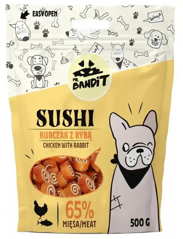 Super Cena VetExpert Mr.Bandit pochoutka SUSHI kuře a ryba 80g