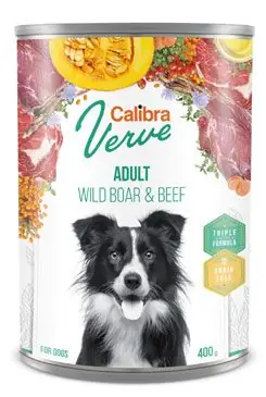 Koupit Online Calibra Dog Verve konz.GF Adult Wild Boar&Beef 400g