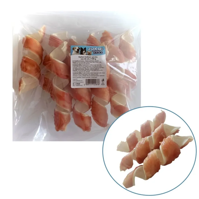 Žvýkací spirála kuřecí JUKO Snacks 16 cm (500 g) Nízká Cena