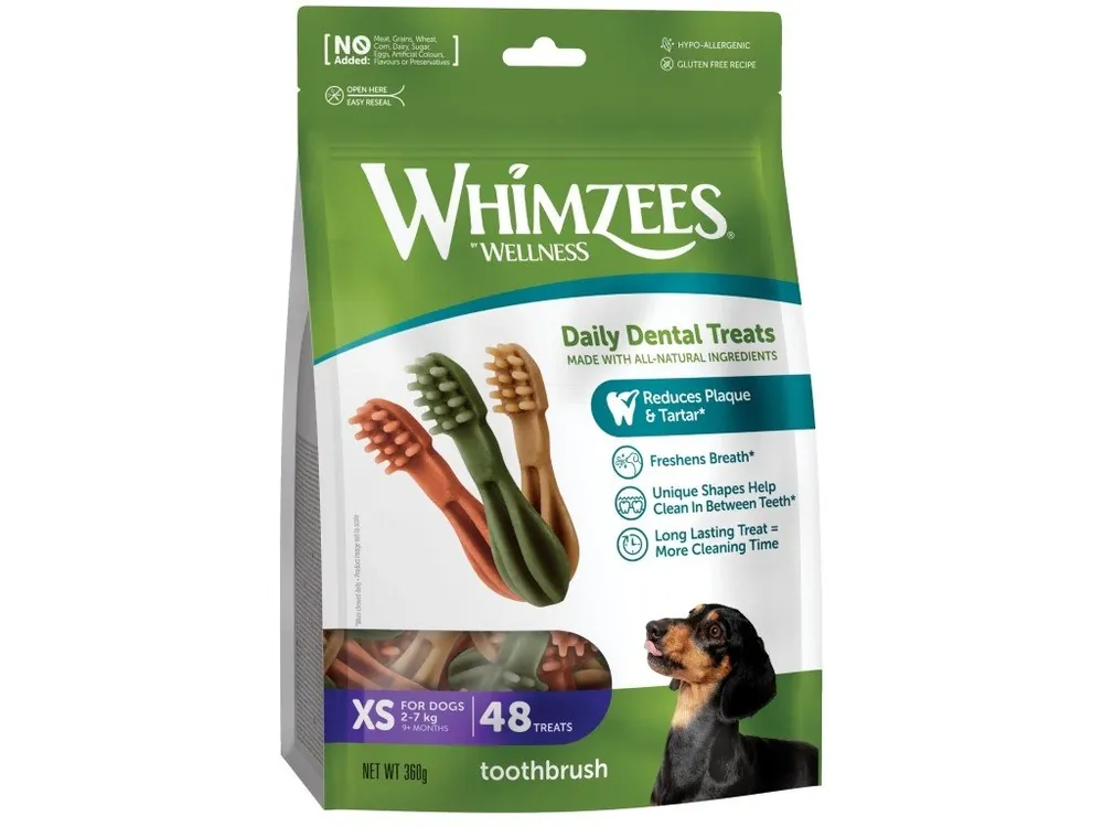 Kup Teď WHIMZEES Zubní kartáček dentální pamlsek pro psy XS (2-7 kg) 48 ks