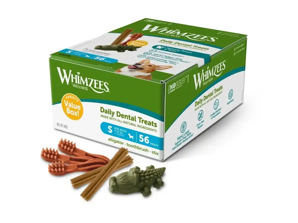 WHIMZEES Mix box dentální pamlsky pro psy S (7-12 kg) 56 ks Akční Nabídka