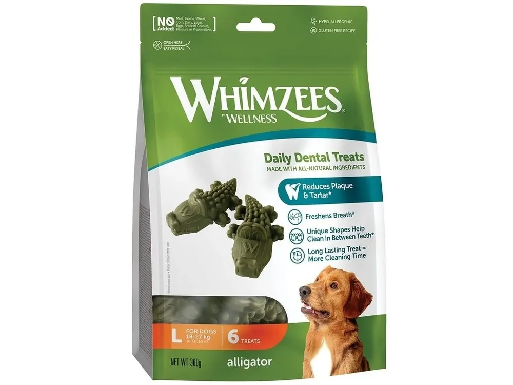 Omezená Nabídka WHIMZEES Aligátor dentální pamlsek pro psy L (18-27 kg) 6 ks