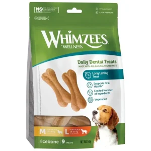 WHIMZEES Rýžová kost dentální pamlsek pro psy M/L (12-27 kg) 9 ks Přímo Od Výrobce