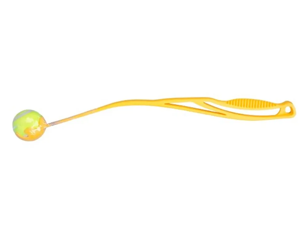 Sleva Huhubamboo vrhač míčků s tenisákem 68 cm žlutý