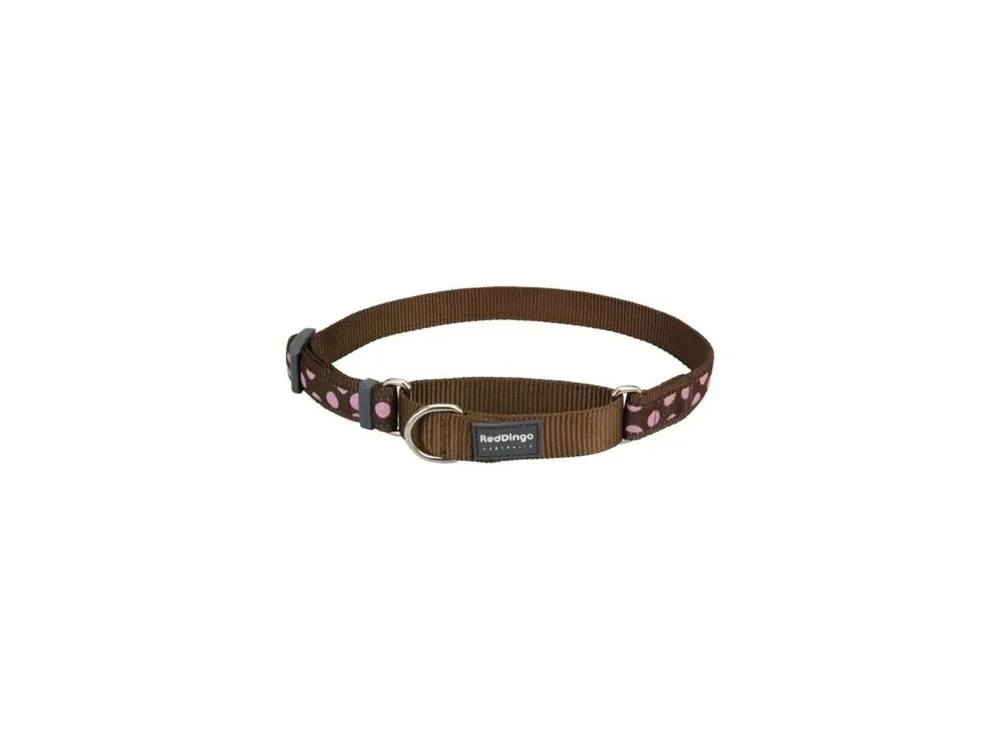 Red Dingo obojek polostahovací – Pink Spots on Brown – 25 mm x 41-62 cm Víkendová Akce