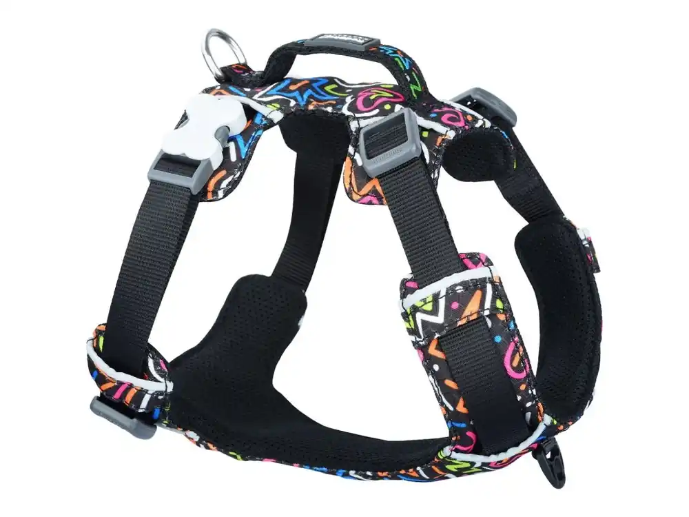 Poslední Šance Red Dingo postroj Sport – Squiggles Black – 25 mm x 75-112 cm