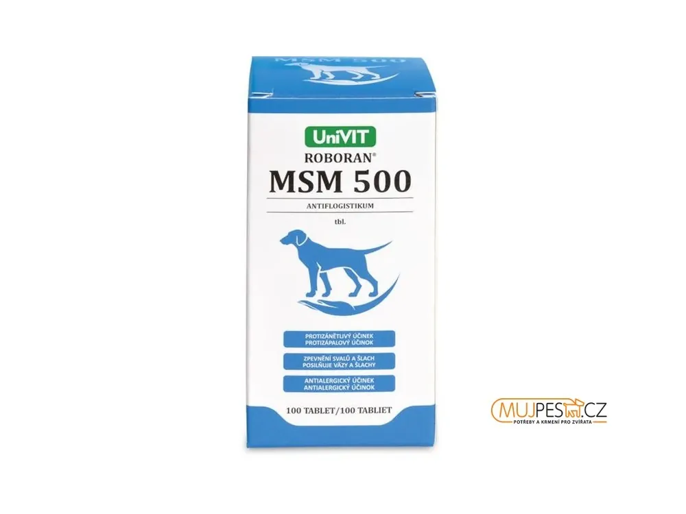 Sezónní Sleva Roboran MSM 500 pro psy 100 tbl