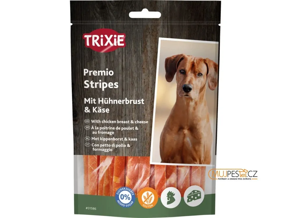 Premio CHICKEN CHEESE STRIPES- kuřecí pásky se sýrem 100g Víkendová Akce
