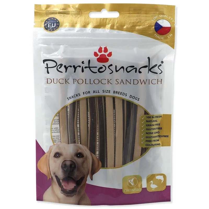 Pochoutka PERRITO Duck & Pollock sandwich 100g Časově Omezené