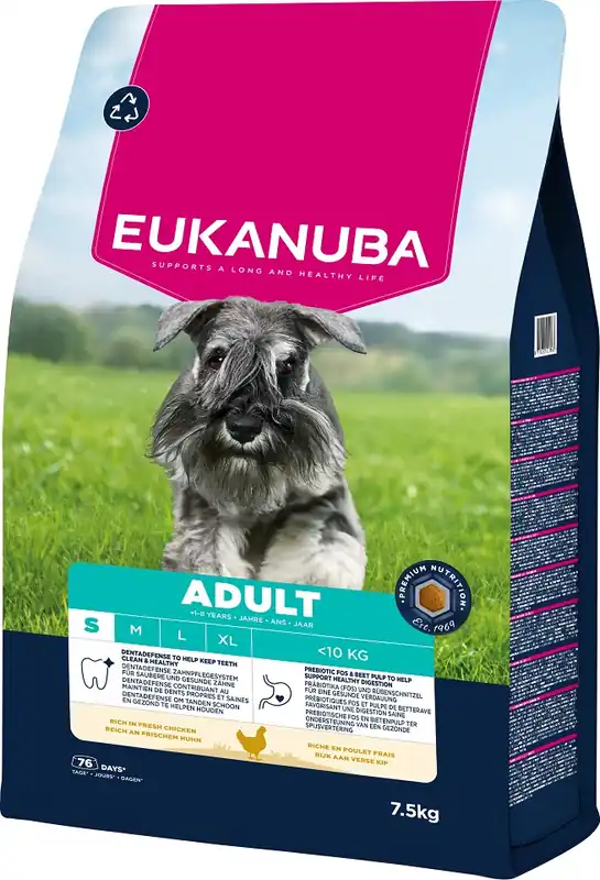 Autentický EUKANUBA Adult Small Breeds Chicken 7,5 kg krmivo pro psy malých plemen bohaté na čerstvé kuřecí maso